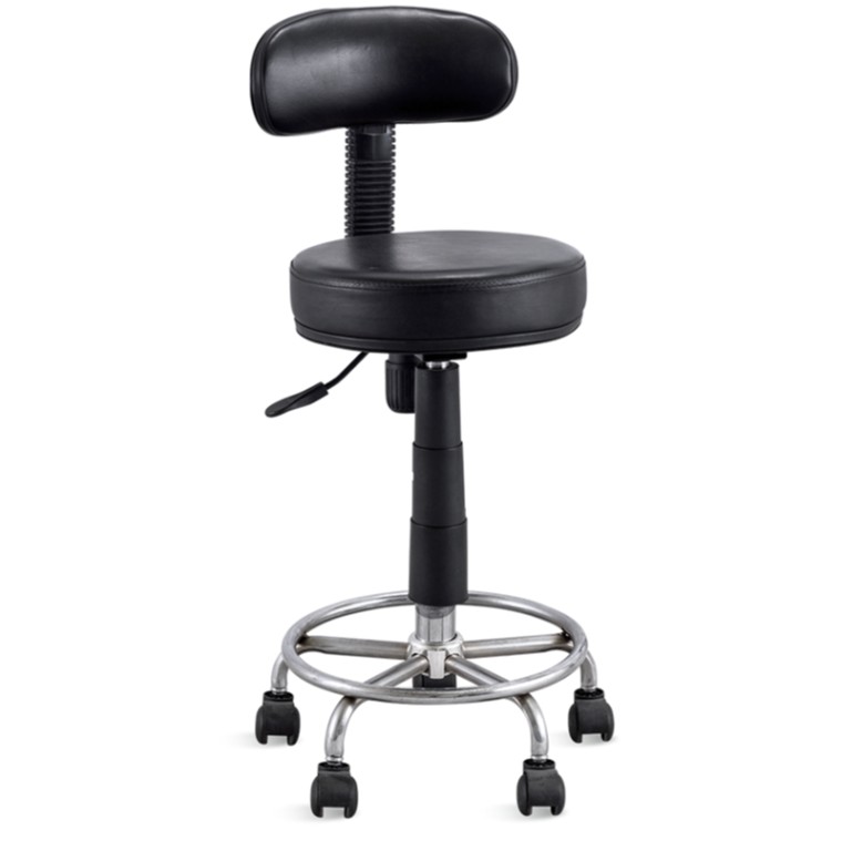 TABOURET A HAUTEUR VARIABLE AVEC DOSSIER SUR ROUES