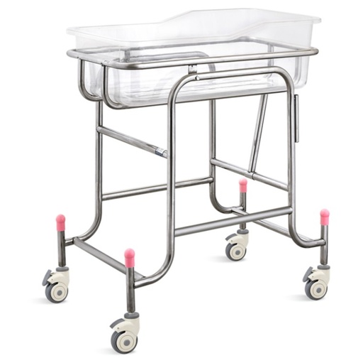 [X01] BERCEAU POUR NOUVEAU-NE STRUCTURE EN INOX SUR ROUES AVEC FREINS MARQUE MEDLEUR